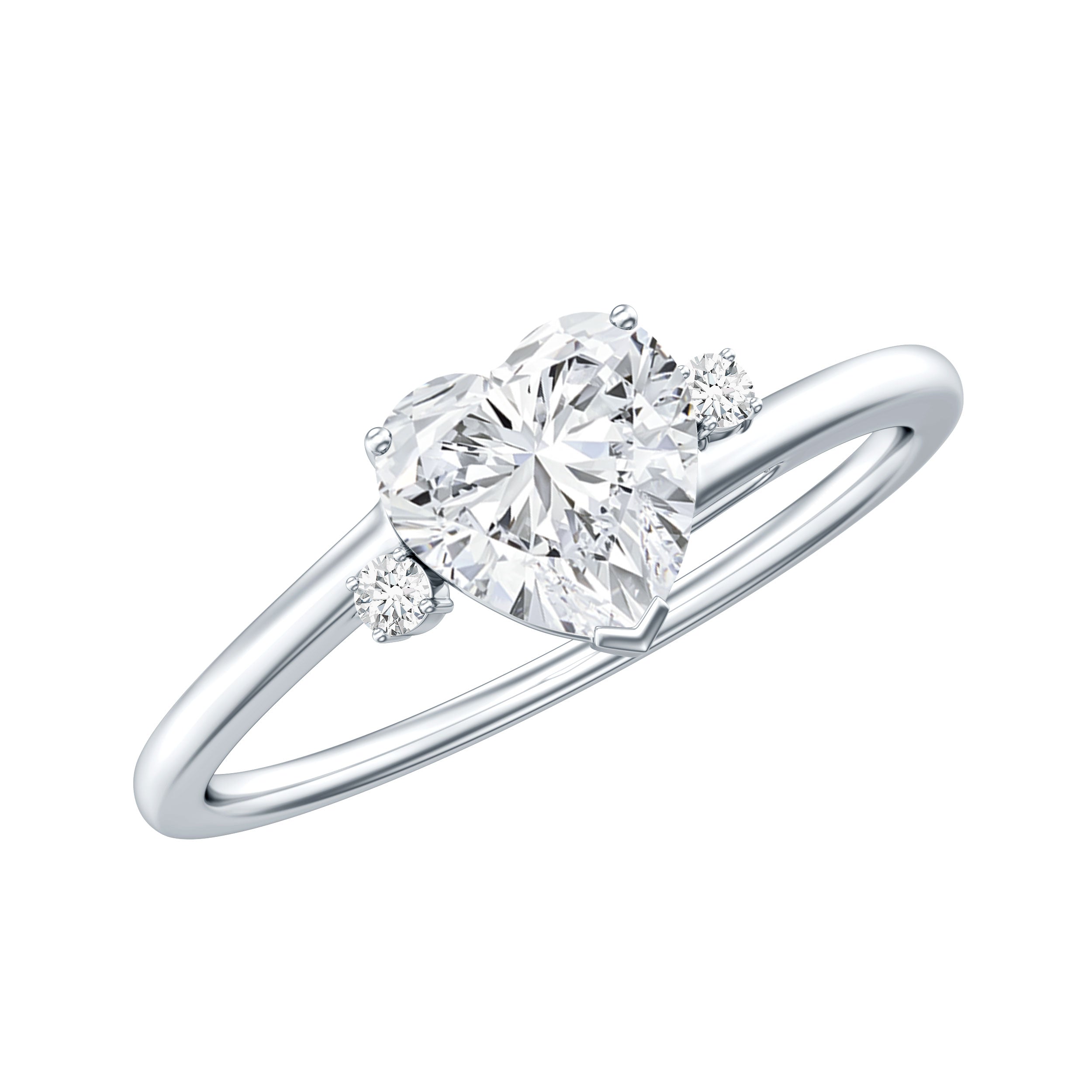 7 mm Heart Lab Grown Diamond Proposal Ring For Her Lab - ( EF-VS ) - Rosec Jewels