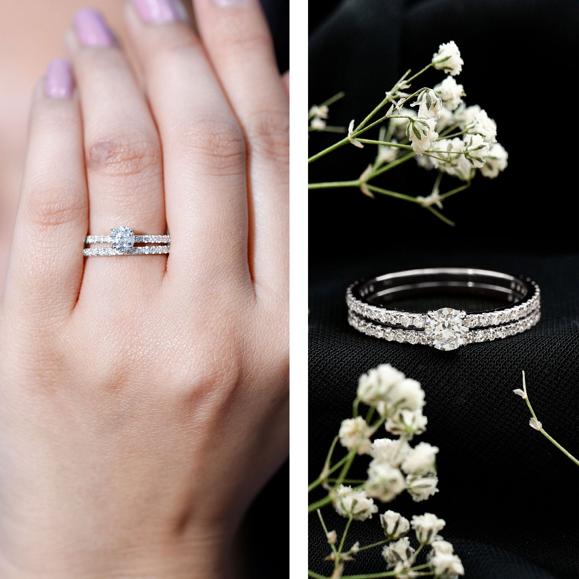 Rosec Jewels-Certified Lab Created Diamond Wedding Ring Set For Bride