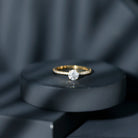 Rosec Jewels-Round Brilliant Cut Lab Grown Diamond Promise Ring with Side Stones