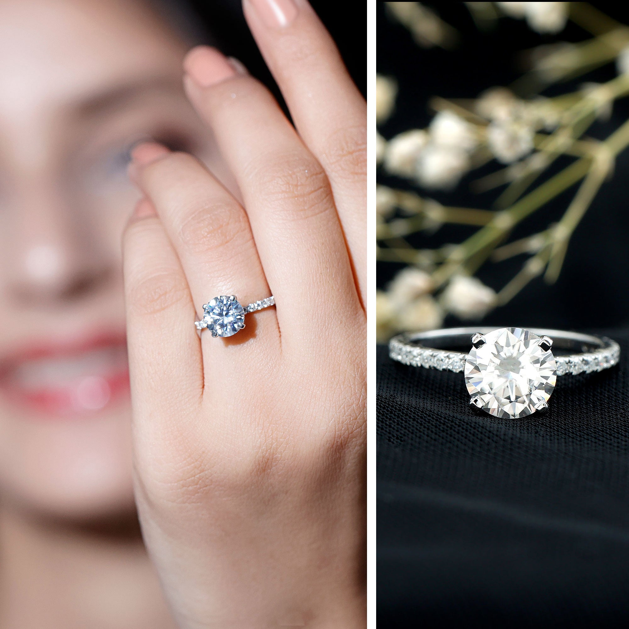 Rosec Jewels-Brilliant Cut 2 Carat Lab Grown Diamond Solitaire Engagement Ring