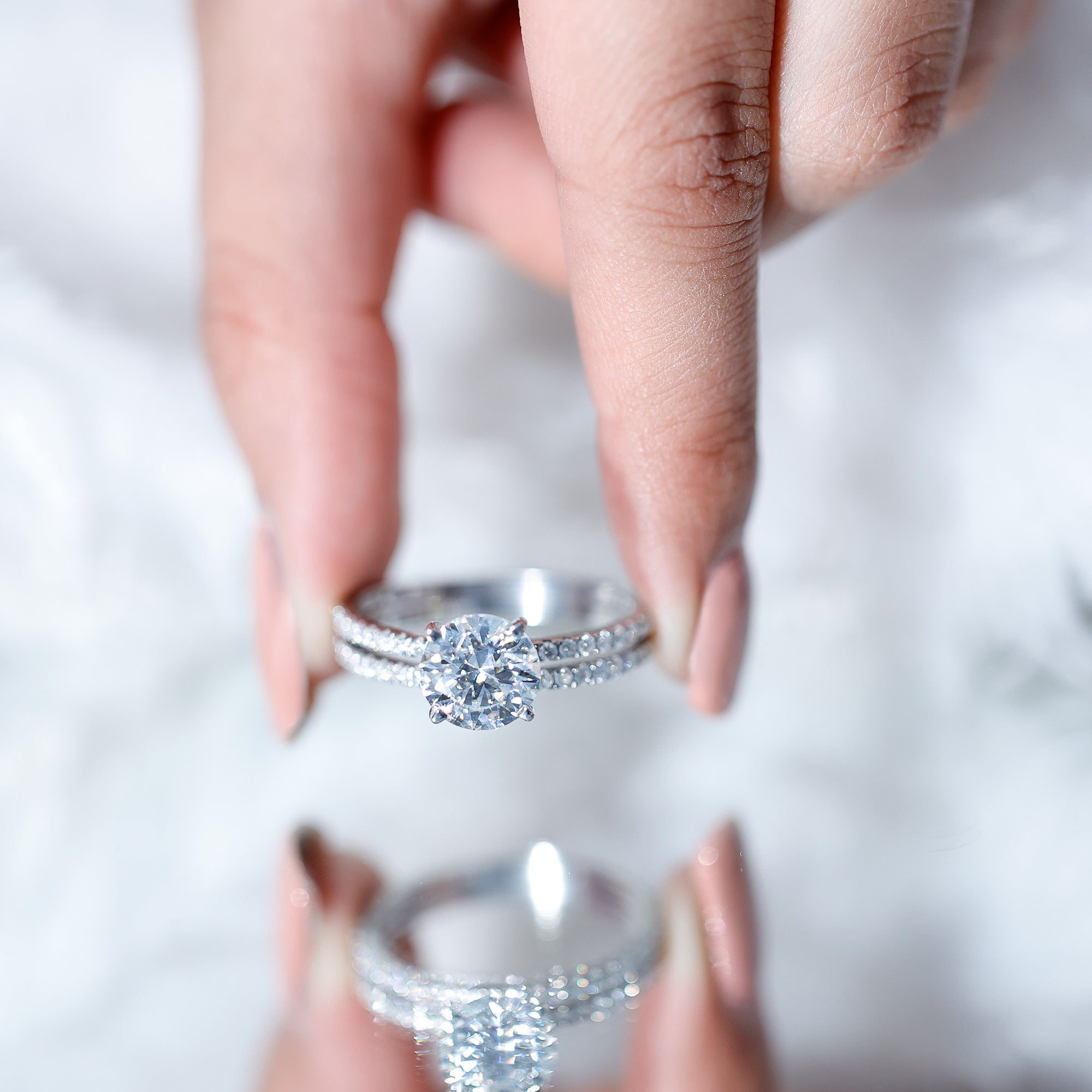 Lab Grown Diamond Wedding Ring Set with Certificate Lab - ( EF-VS ) - Rosec Jewels