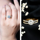 Lab Grown Diamond Wedding Ring Set with Certificate Lab - ( EF-VS ) - Rosec Jewels