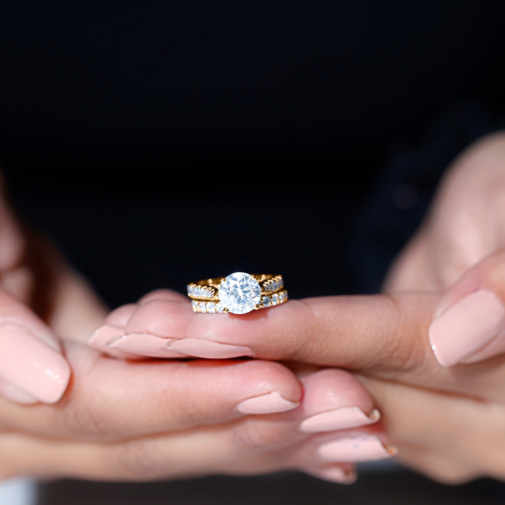 Rosec Jewels-Certified 8 mm Round Lab Grown Diamond Wedding Engagement Ring Set