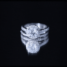 Certified Lab Grown Diamond Halo Ring With Wedding Band Lab - ( EF-VS ) - Rosec Jewels