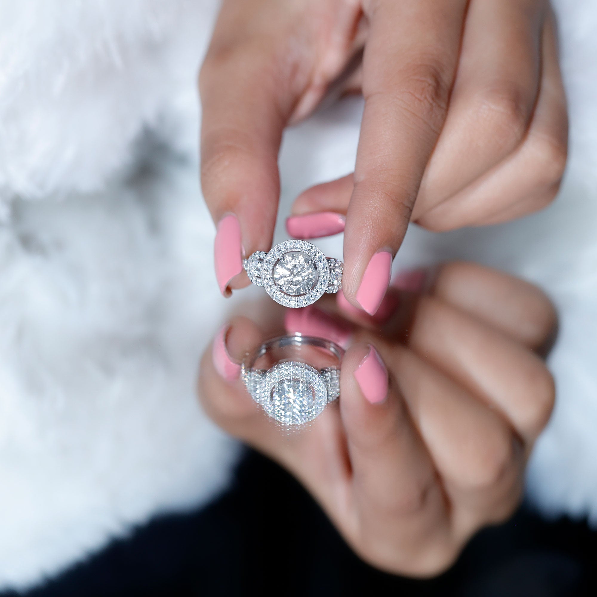 Rosec Jewels-Round Cut Diamond Antique Looking Engagement Ring