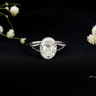 Bezel Set Oval Lab Created Diamond Solitaire Ring For Women Lab - ( EF-VS ) - Rosec Jewels