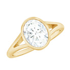 Rosec Jewels-Bezel Set Oval Lab Created Diamond Solitaire Ring For Women