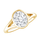 2 Carat Bezel Set Oval Lab Created Diamond Solitaire Ring with IGI Certificate Lab - ( E-VS1 ) - Rosec Jewels