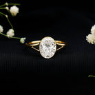 2 Carat Bezel Set Oval Lab Created Diamond Solitaire Ring with IGI Certificate Lab - ( E-VS1 ) - Rosec Jewels