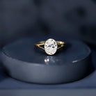 Bezel Set Oval Lab Created Diamond Solitaire Ring For Women Lab - ( EF-VS ) - Rosec Jewels