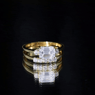 Lab Diamond Emerald Cut Engagement Ring With Band Lab - ( EF-VS ) - Rosec Jewels