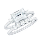 Rosec Jewels-Lab Diamond Emerald Cut Engagement Ring With Band