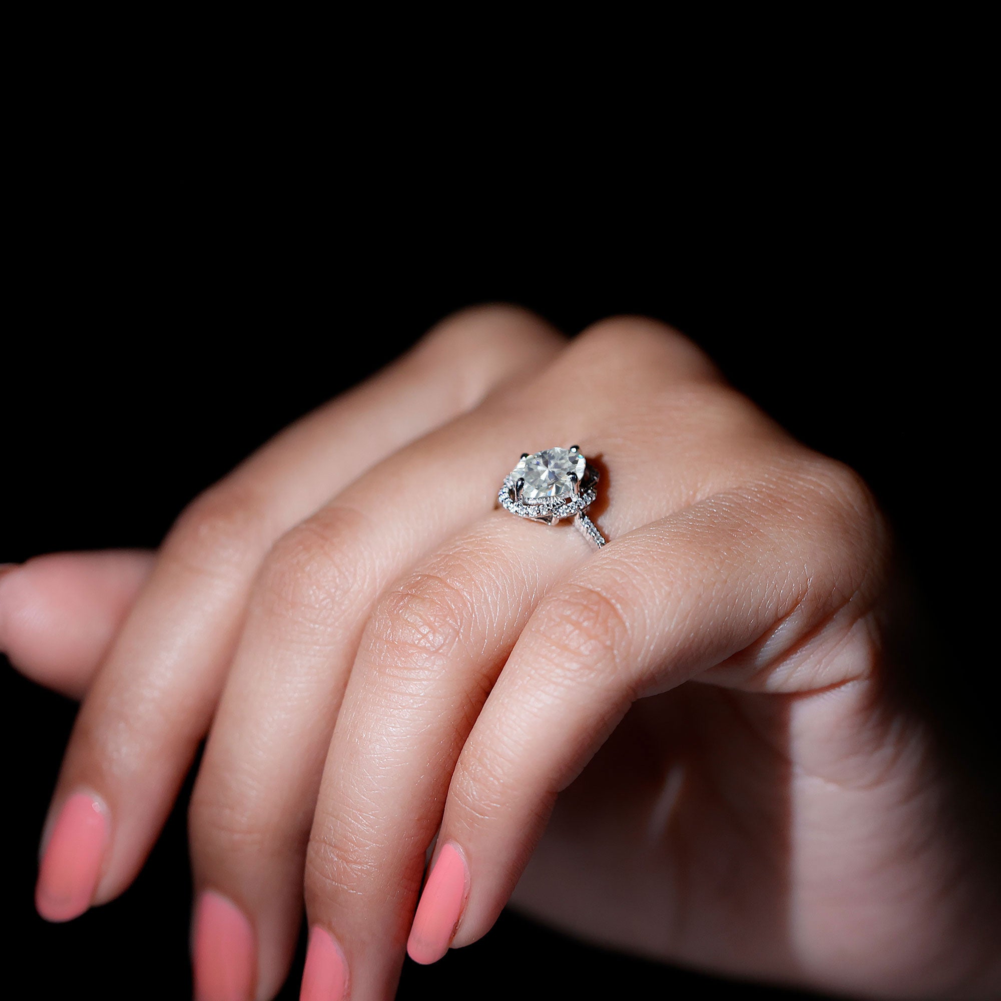 Rosec Jewels-Brilliant Cut Oval Lab Grown Diamond Halo Engagement Ring