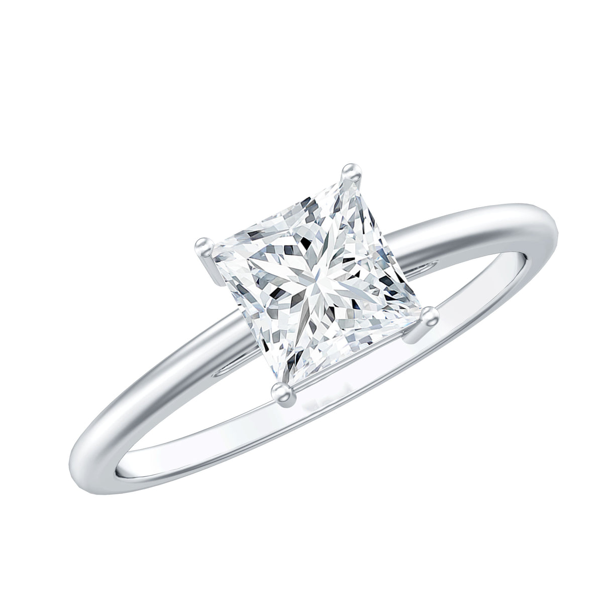1.2 Carat Certified Lab Grown Diamond Square Cut Engagement Ring Lab - ( EF-VS ) - Rosec Jewels