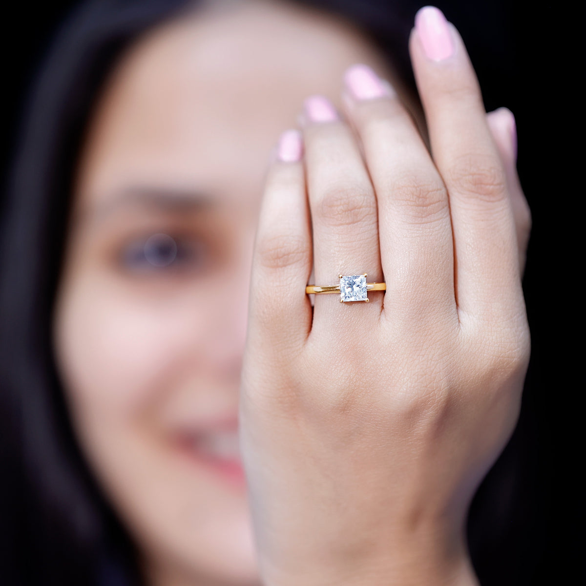 1.2 Carat Certified Lab Grown Diamond Square Cut Engagement Ring Lab - ( EF-VS ) - Rosec Jewels