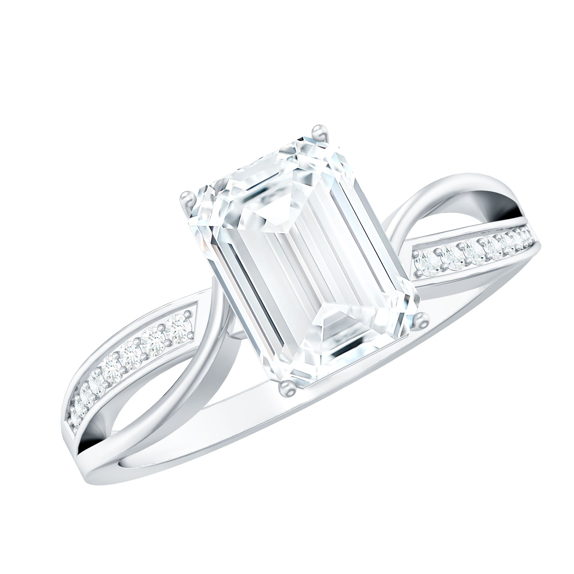 Certified Emerald Cut Diamond Infinity Engagement Ring