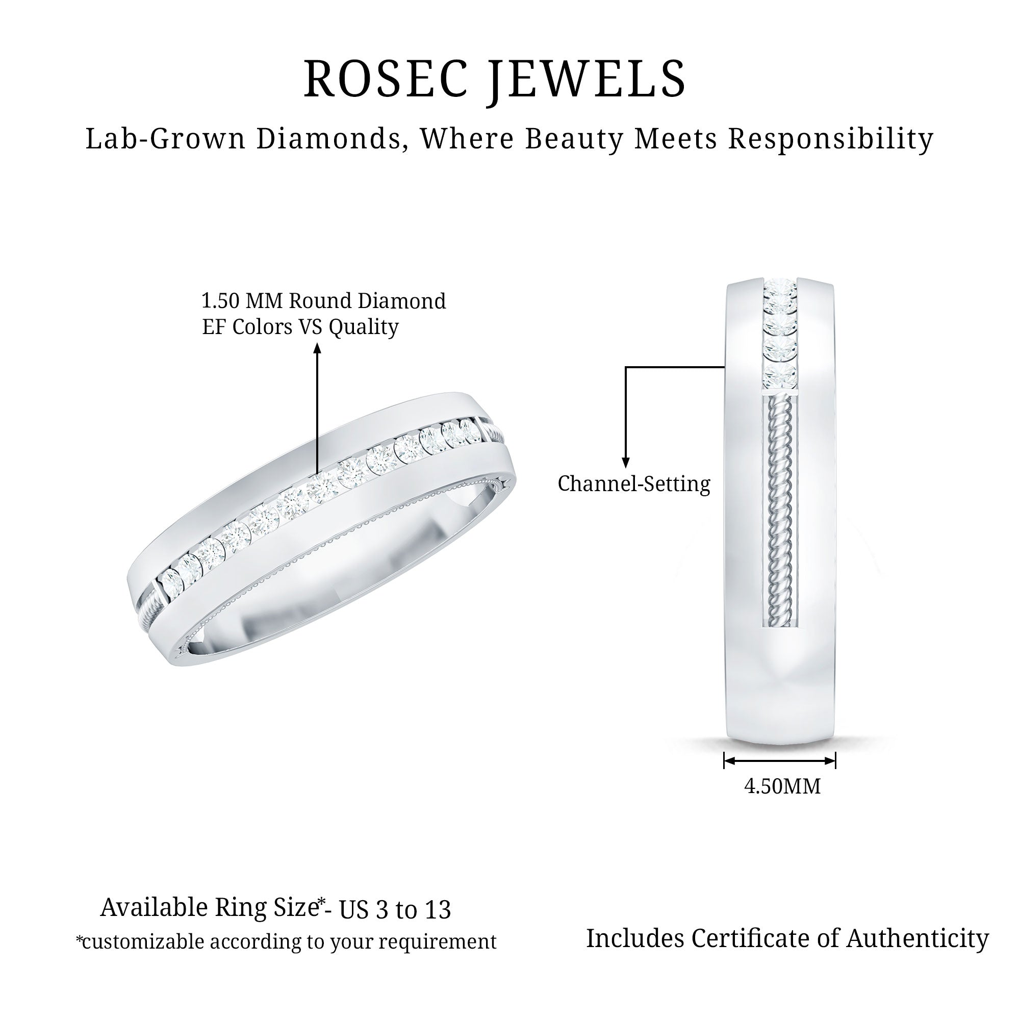 Rosec Jewels-Lab Grown Diamond Twisted Rope Band with Accents