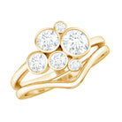 Rosec Jewels-Bezel Set Lab Created Diamond Cluster Wedding Ring Set