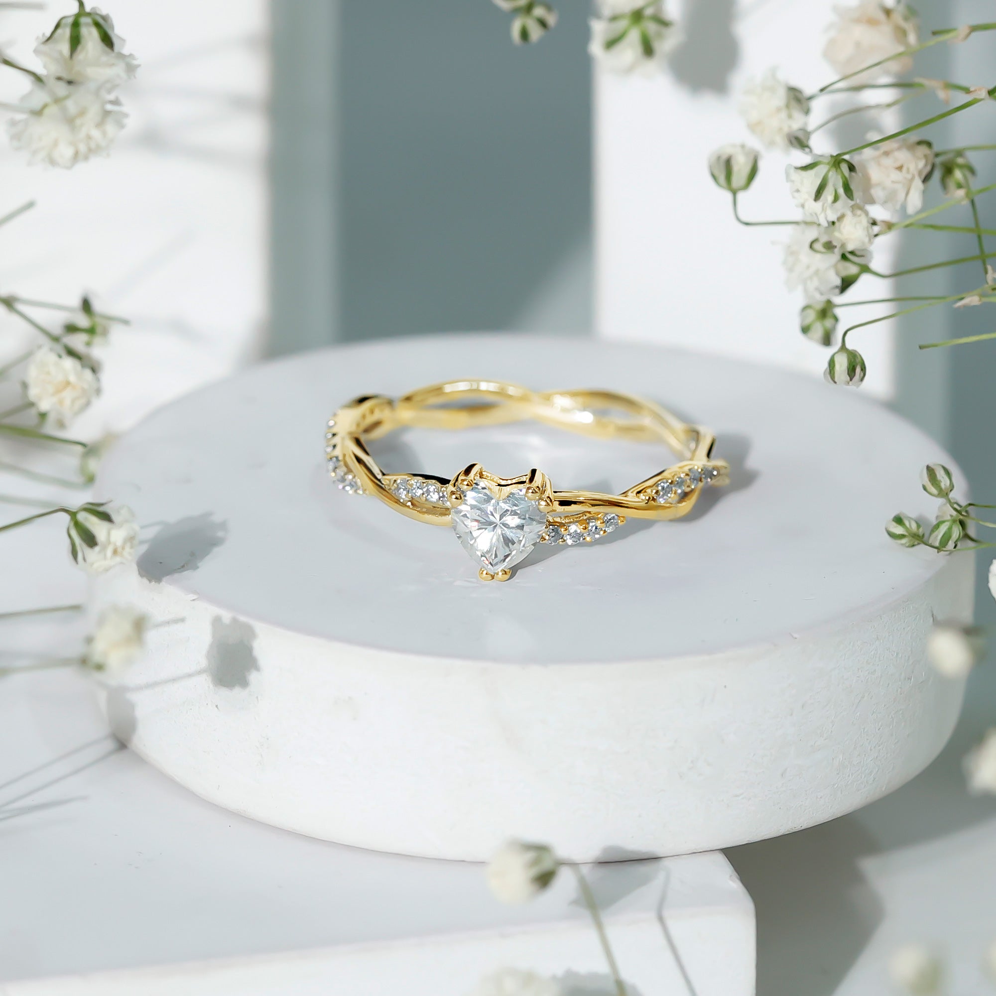 Rosec Jewels-5 MM Heart Shaped Diamond Ring For Women