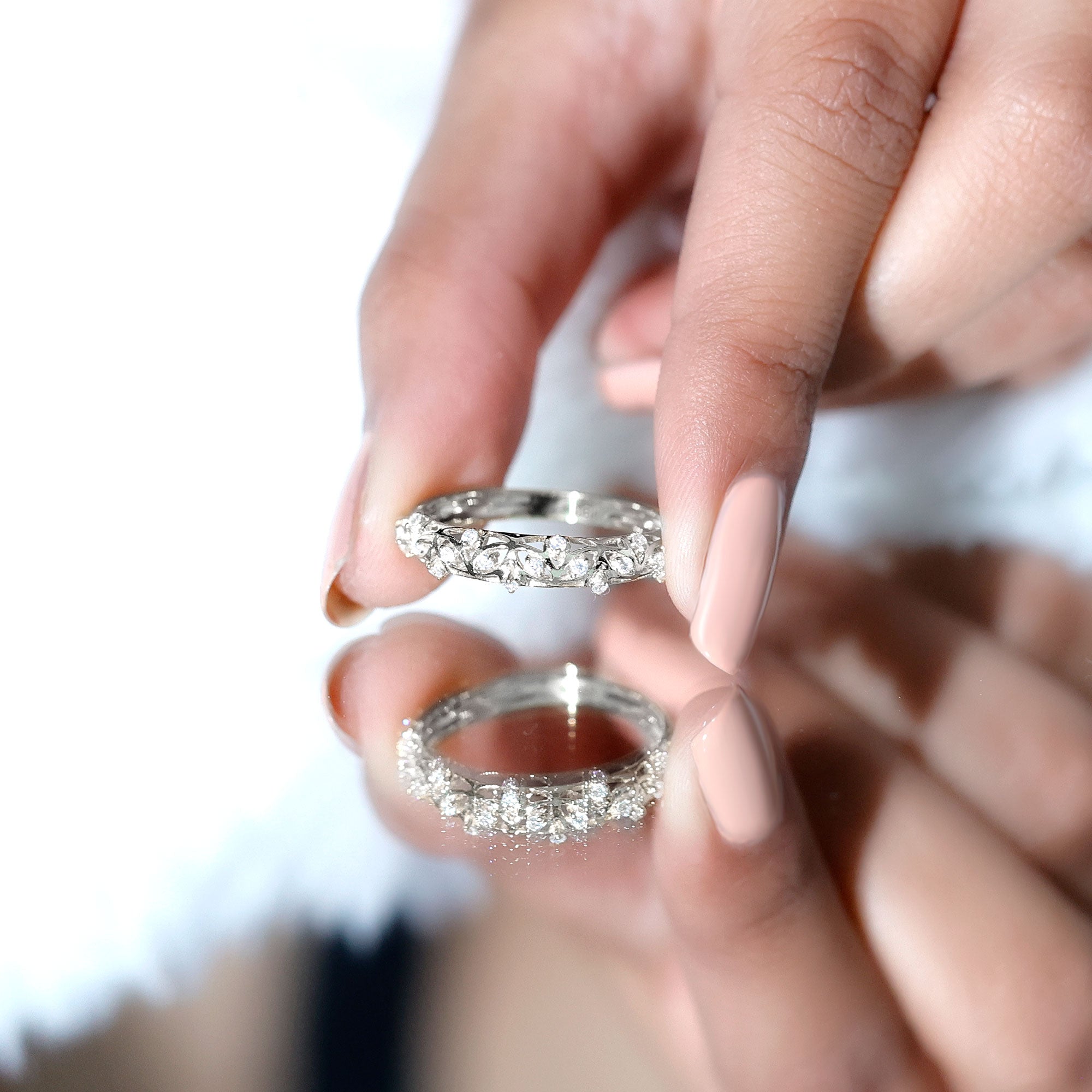 Designer Lab Grown Diamond Wedding Band For Women Lab - ( EF-VS ) - Rosec Jewels