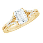 Rosec Jewels-Emerald Cut Lab Diamond Engagement Ring With Split Shank Ring