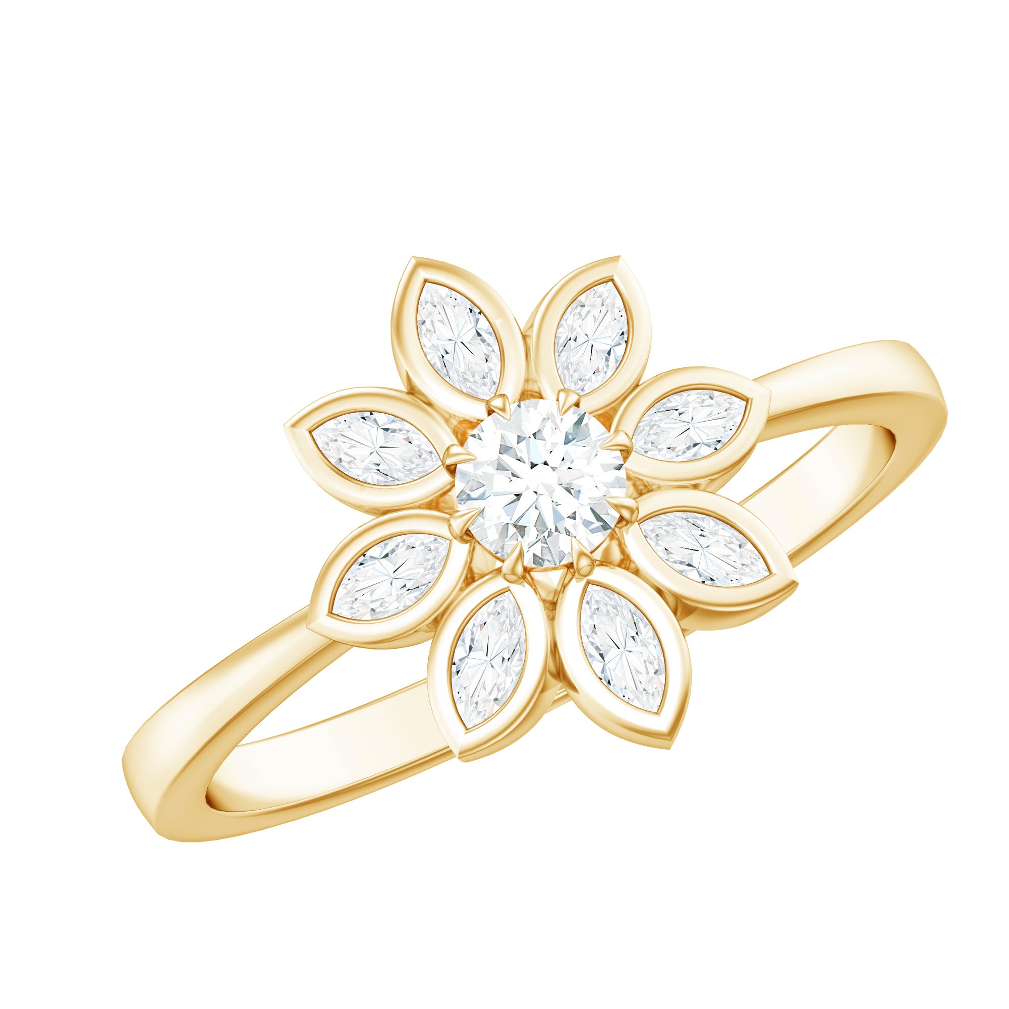 Rosec Jewels-Brilliant Cut Lab Grown Diamond Flower Cocktail Ring