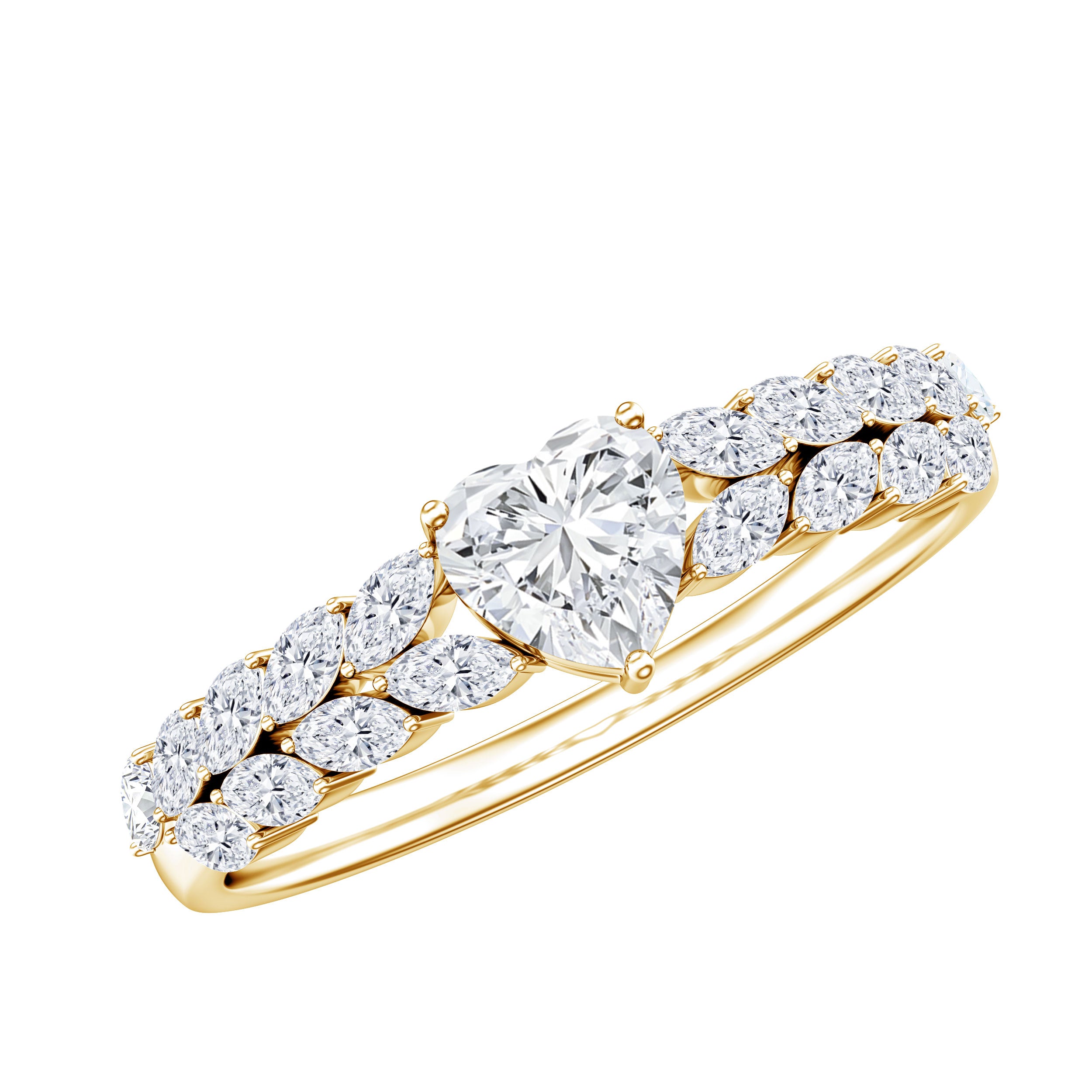 Brilliant Cut Lab Diamond Heart Shaped Promise Ring for Women Lab - ( EF-VS ) - Rosec Jewels
