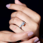 Rosec Jewels-Cushion Cut Diamond Infinity Solitaire Ring with Side Stones