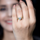 Rosec Jewels-Cushion Cut Diamond Infinity Solitaire Ring with Side Stones