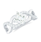 Rosec Jewels-Lab Diamond Crossover Ring with Side Stones