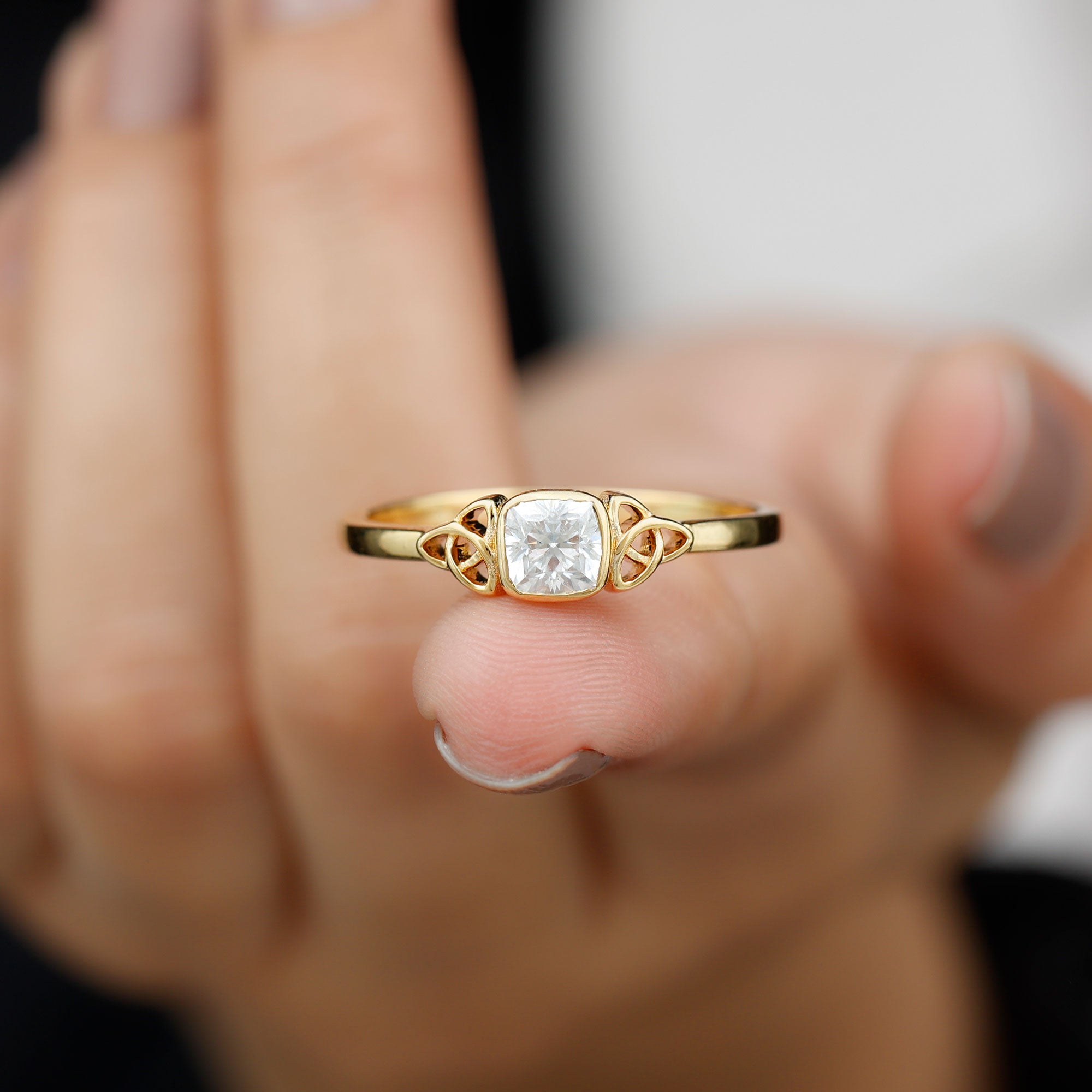 Rosec Jewels-Certified Cushion Cut Diamond Knot Promise Ring