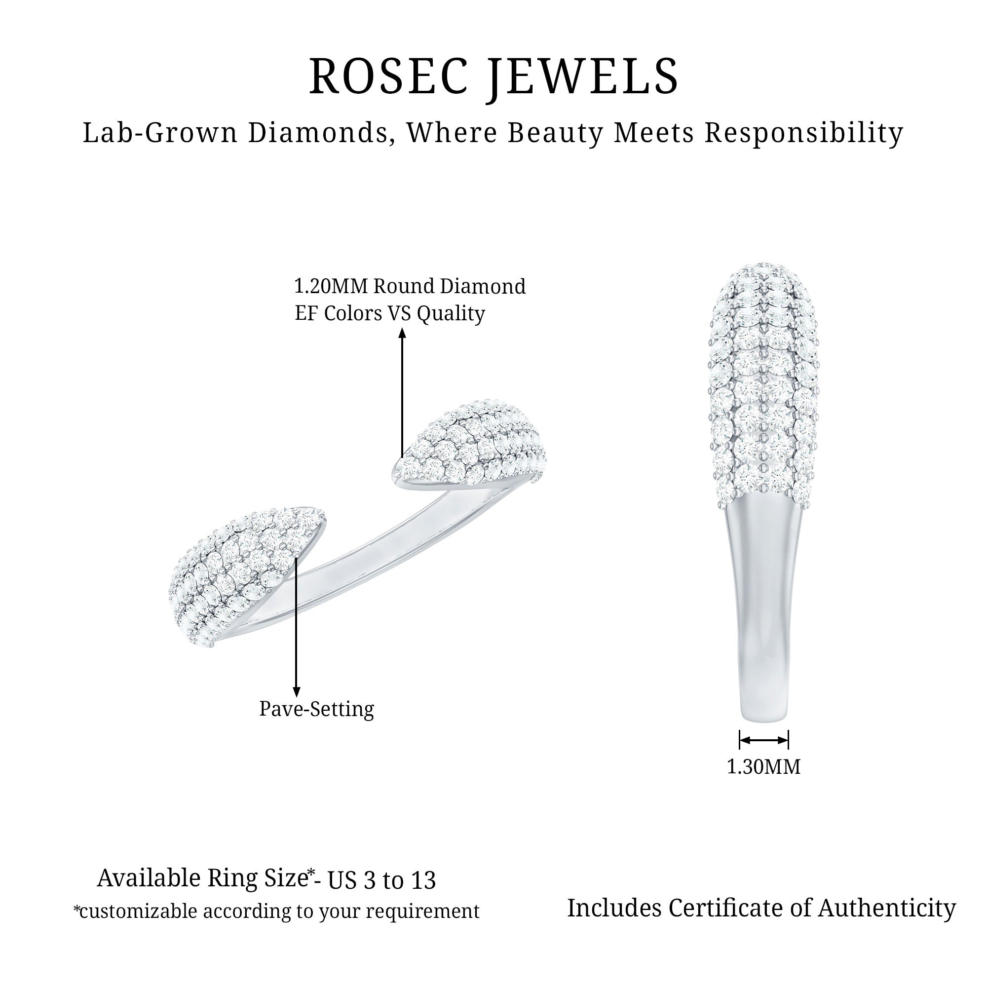 Rosec Jewels-Lab Created Diamond Wedding Wrap Ring For Women