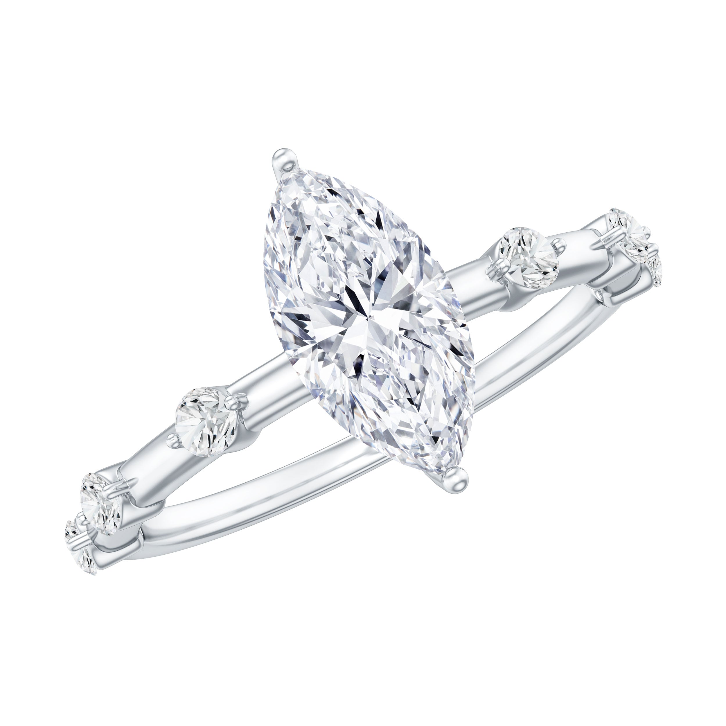 Marquise Shape Lab Grown Diamond Solitaire Ring With Certificate Lab - ( EF-VS ) - Rosec Jewels