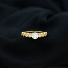 Rosec Jewels-Round Brilliant Cut Lab Diamond Promise Ring with Side Stones