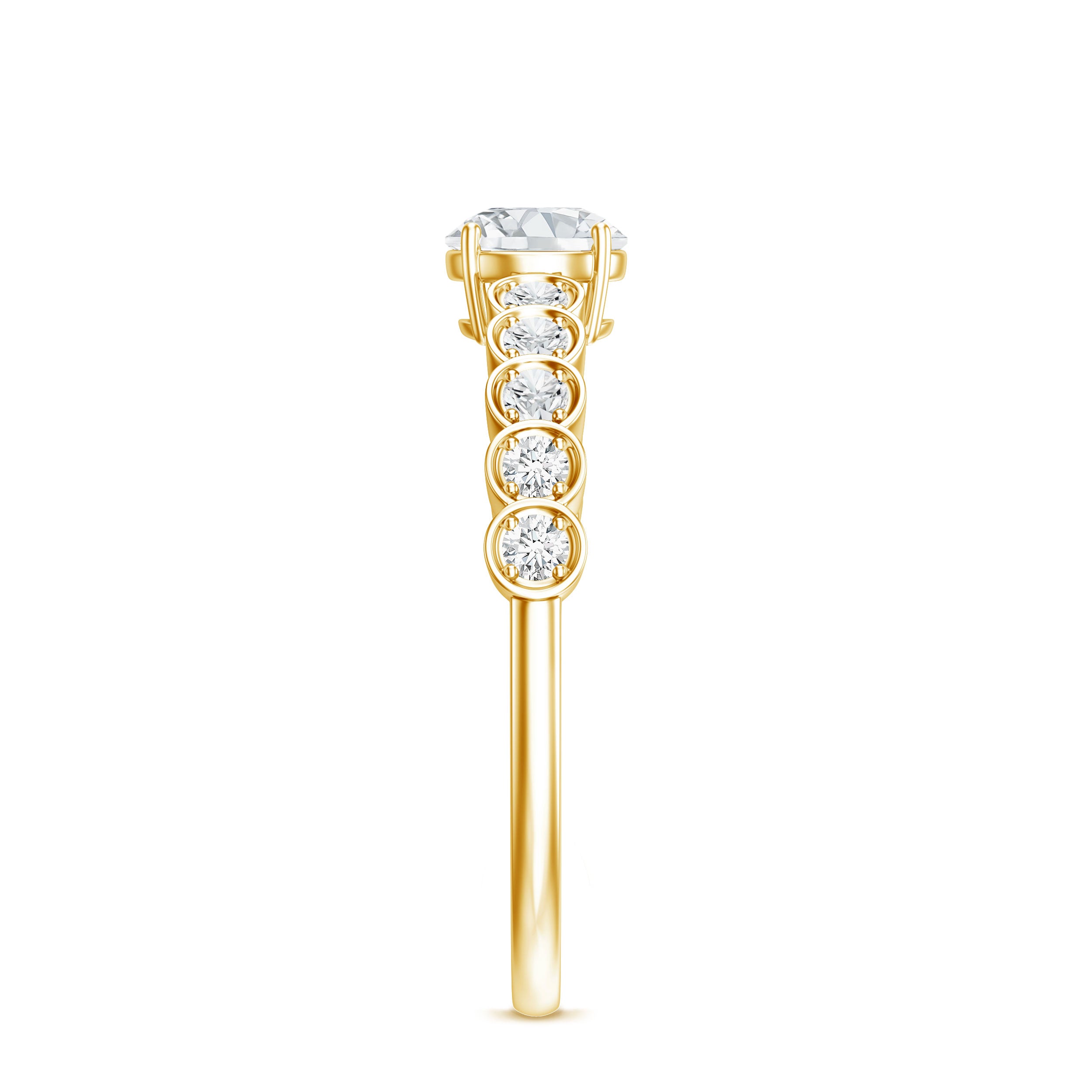 Round Brilliant Cut Lab Diamond Promise Ring with Side Stones Lab - ( EF-VS ) - Rosec Jewels