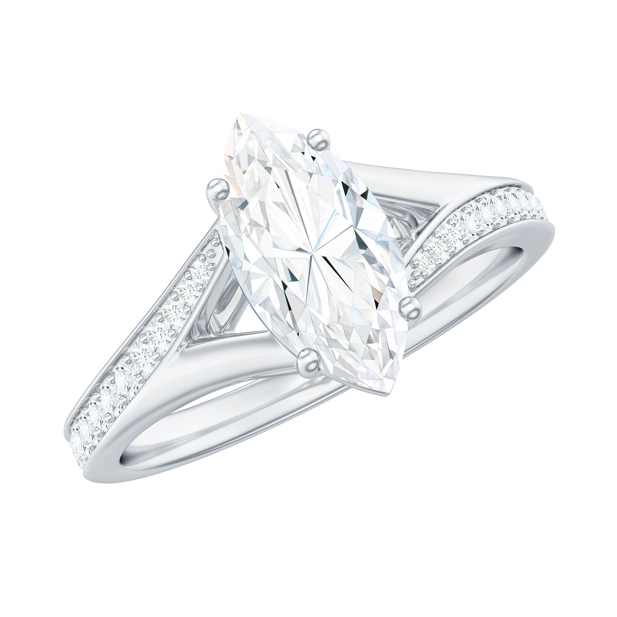 Rosec Jewels-Brilliant Cut Lab Grown Diamond Marquise Engagement Ring with Split Shank