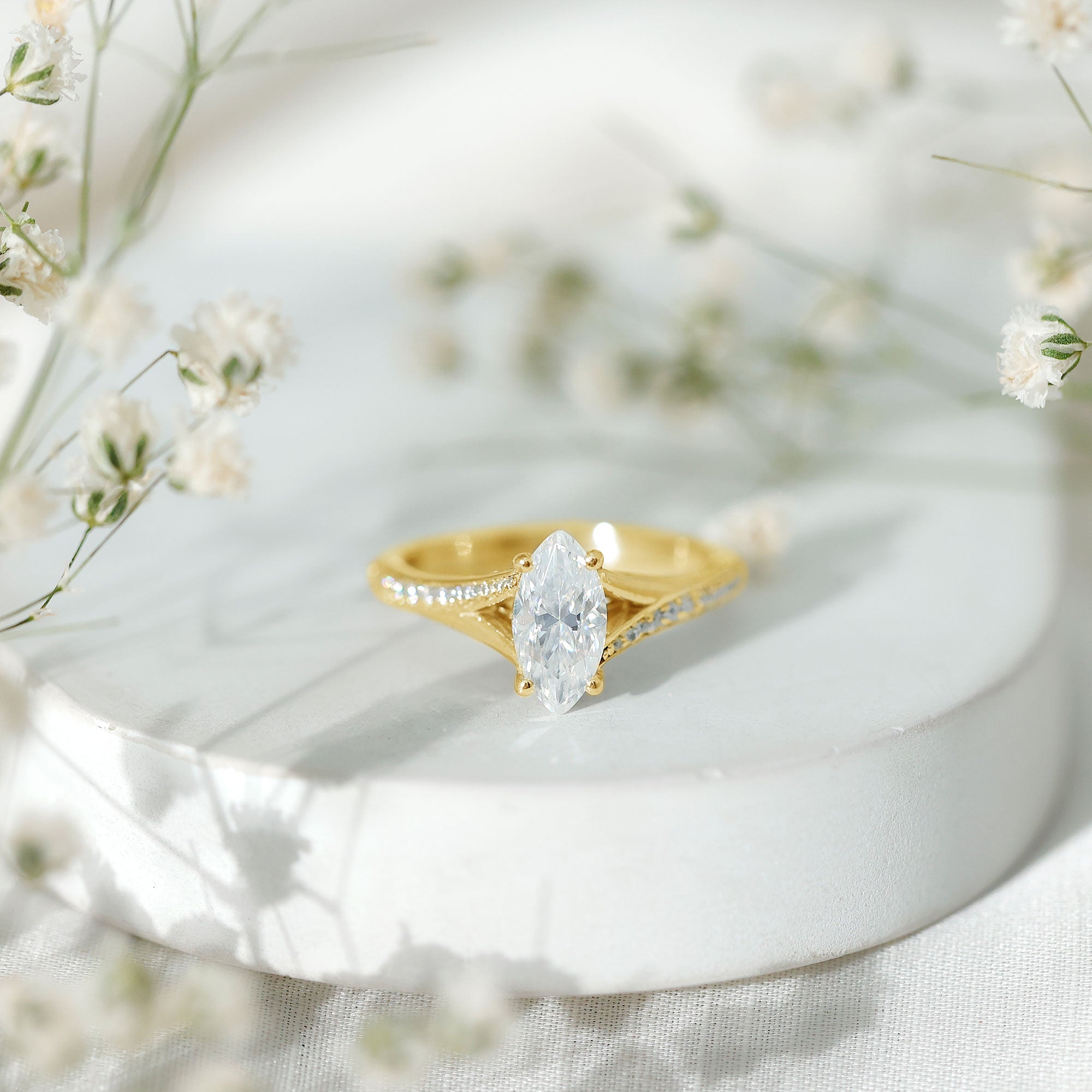 Rosec Jewels-Brilliant Cut Lab Grown Diamond Marquise Engagement Ring with Split Shank