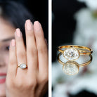 Bezel Set Lab Grown Diamond East West Engagement Ring Lab - ( EF-VS ) - Rosec Jewels