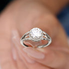 Rosec Jewels-Man Made Diamond Engagement Ring With Split Shank