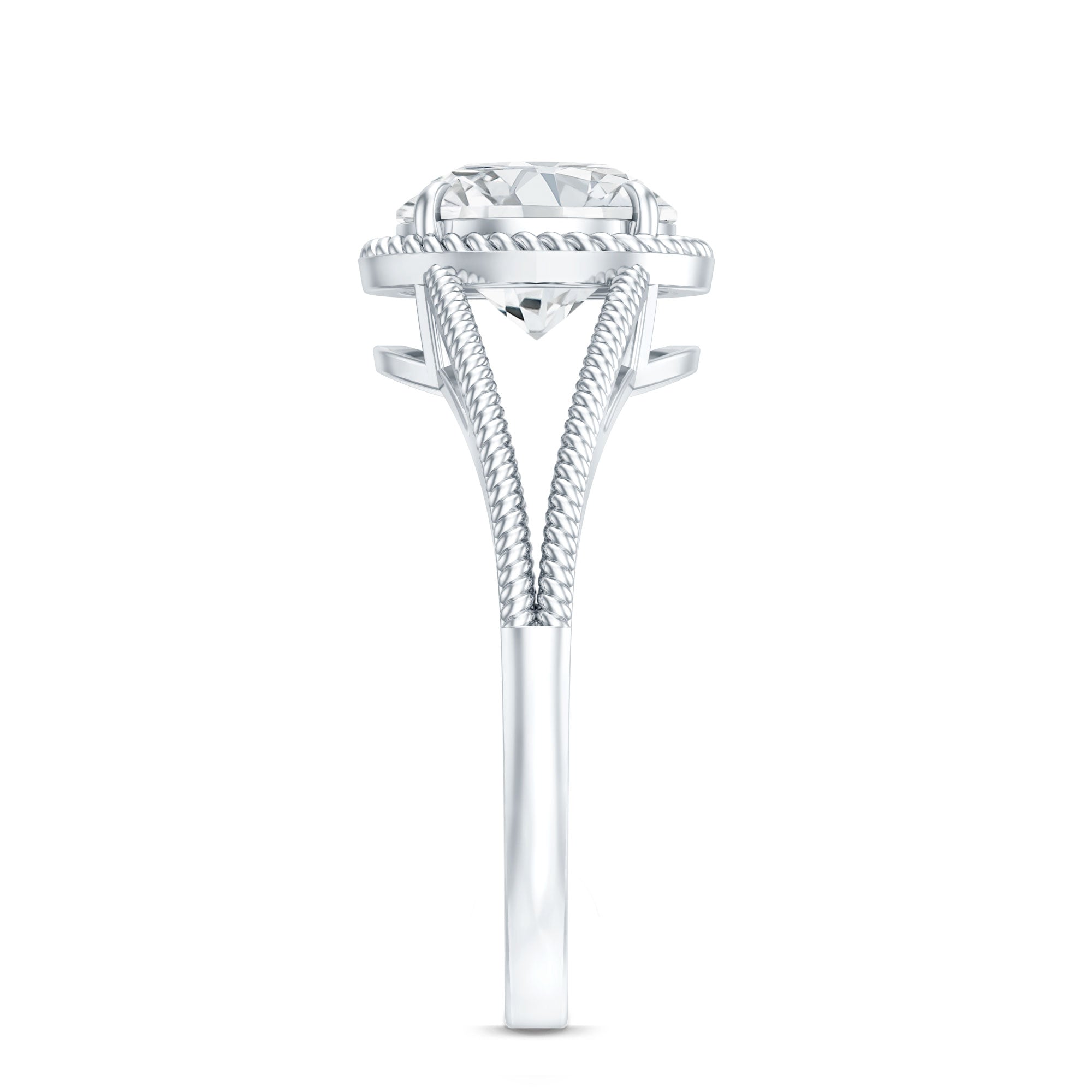 Man Made Diamond Engagement Ring With Split Shank Lab - ( EF-VS ) - Rosec Jewels