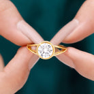 Rosec Jewels-Man Made Diamond Engagement Ring With Split Shank