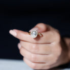 Rosec Jewels-Oval Cut Lab Grown Diamond Halo Engagement Ring in Bezel Setting