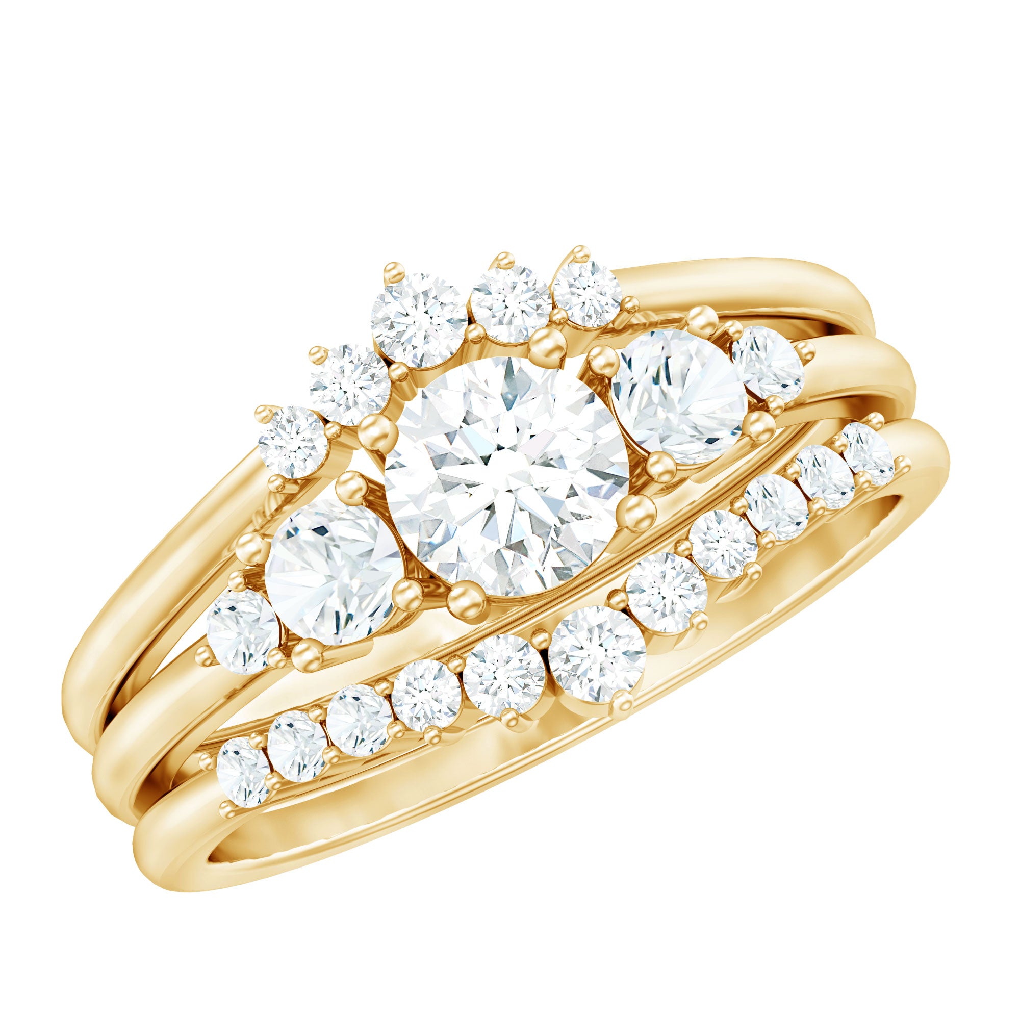 Rosec Jewels-Lab Grown Diamond Trio Wedding Ring Set For Bride