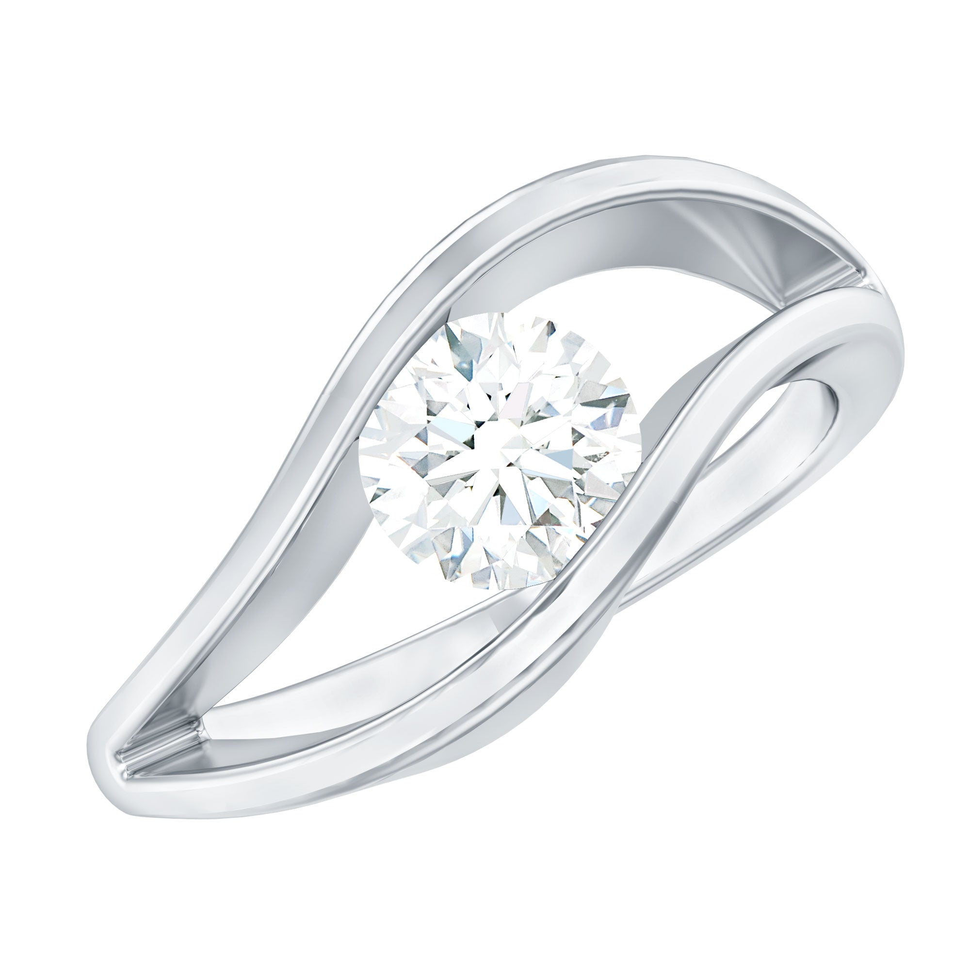 Certified 6 mm Lab Created Diamond Round Engagement Ring in Tension Setting