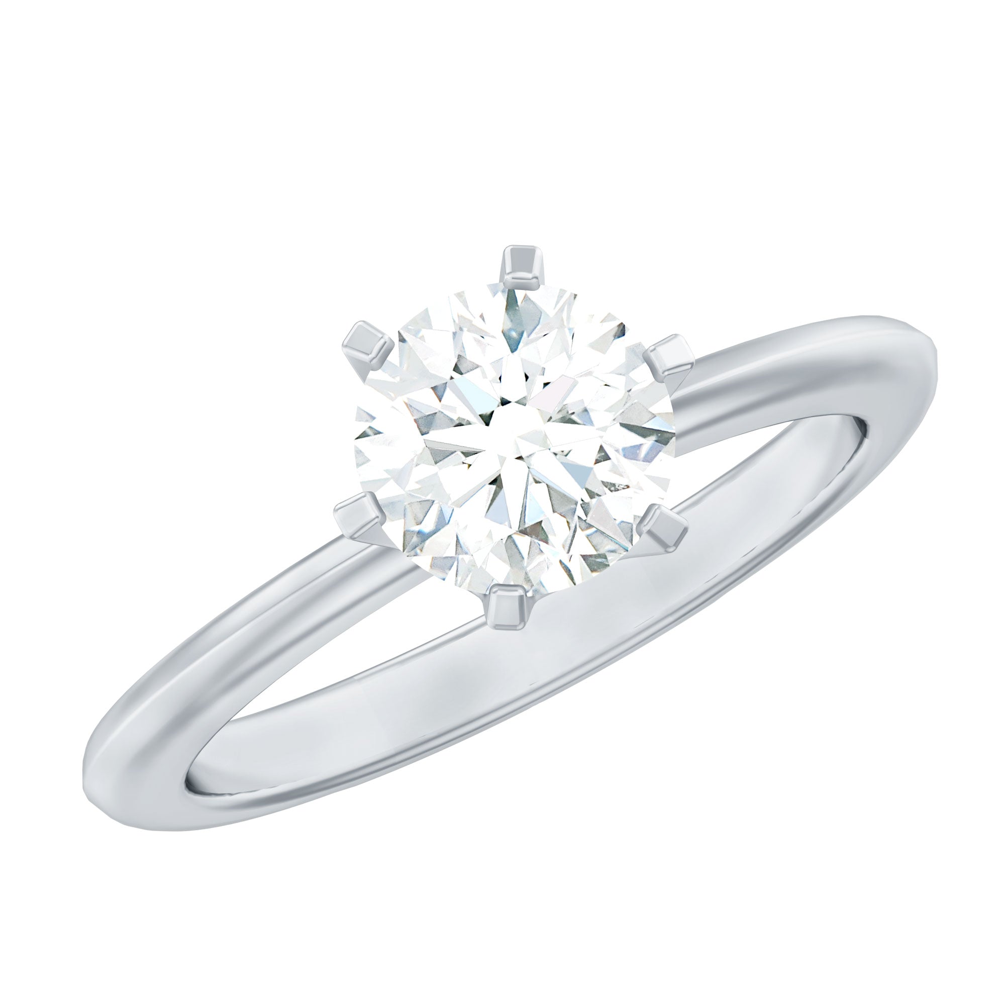 Rosec Jewels-Brilliant Cut Lab Grown Diamond Solitaire Engagement Ring With 6 Prongs