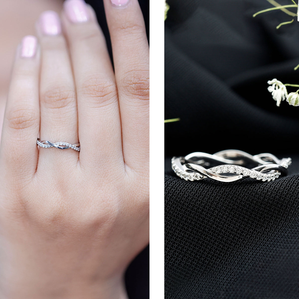 Lab Grown Diamond Braided Wedding Ring For Women Lab - ( EF-VS ) - Rosec Jewels