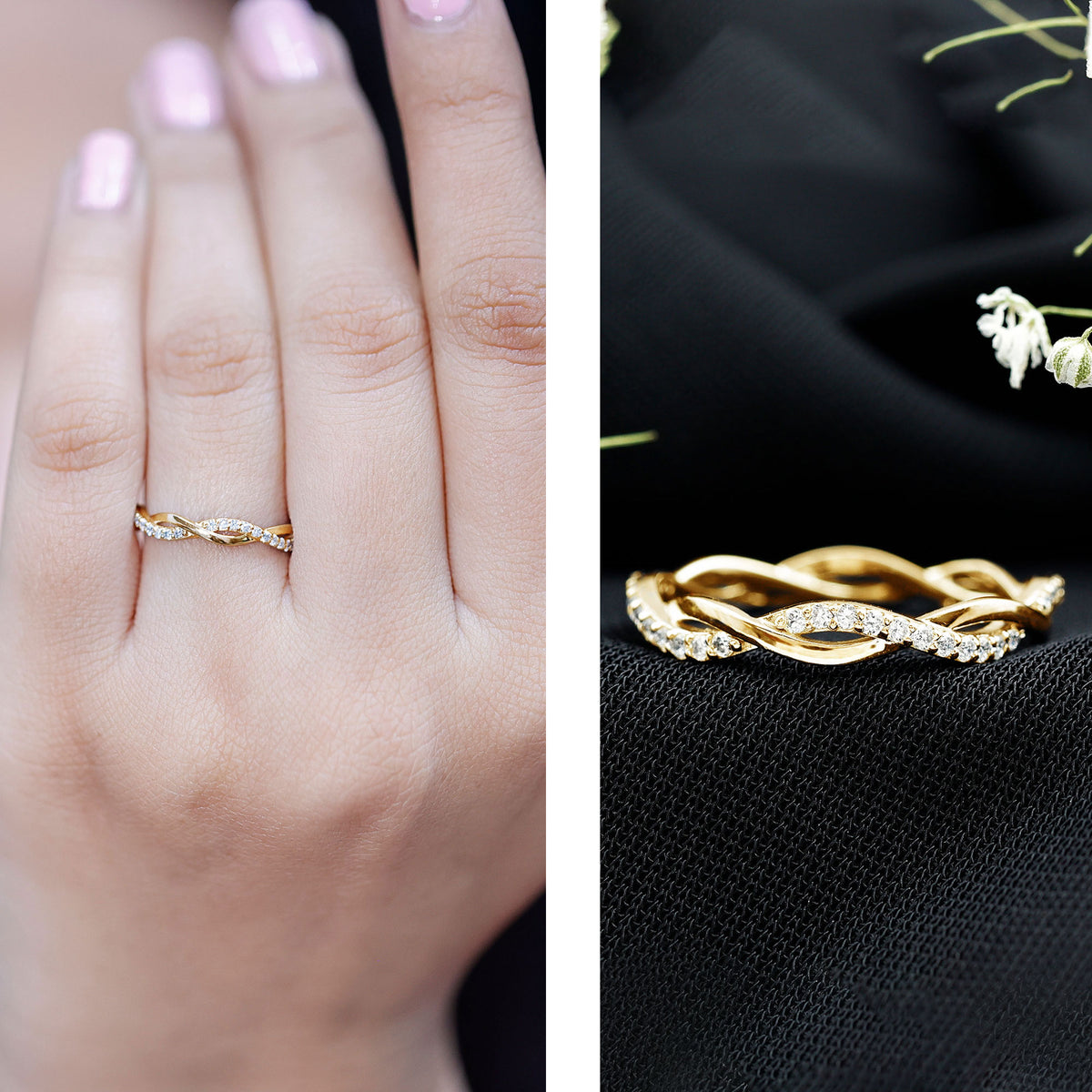 Lab Grown Diamond Braided Wedding Ring For Women Lab - ( EF-VS ) - Rosec Jewels