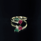 Rosec Jewels-Ruby and Emerald Toi Et Moi Promise Ring in Silver