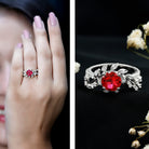 Rosec Jewels-Certified Lab Grown Ruby Diamond Vine Engagement Ring