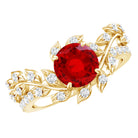 Certified Lab Grown Ruby Diamond Vine Engagement Ring AAAA - Rosec Jewels